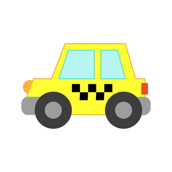 Wektorowa Ilustracja Zabawkowego Samochodu Płaskim Stylu Ikona Żółtej Taksówki — Wektor stockowy