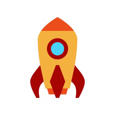 Düz stil bir oyuncak arabanın vektör çizimi. Bir roket gemisinin simgesi