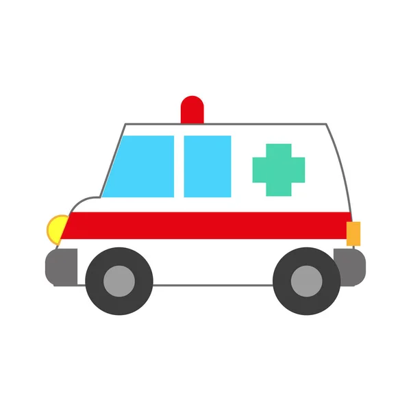 平らなスタイルでおもちゃの車のベクトルイラスト 救急車のアイコン — ストックベクタ