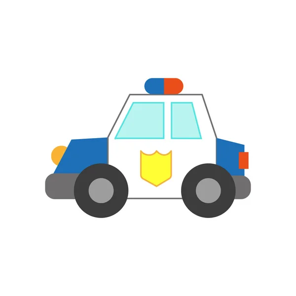 Vektor Illustration Leksaksbil Platt Stil Ikonen För Polisbil — Stock vektor