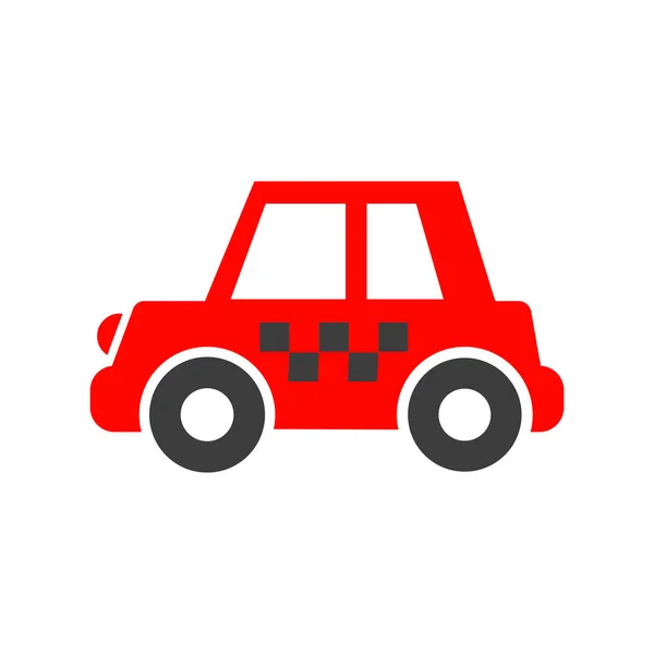 Wektorowa Ilustracja Zabawkowego Samochodu Płaskim Stylu Ikona Czerwonej Taksówki — Wektor stockowy