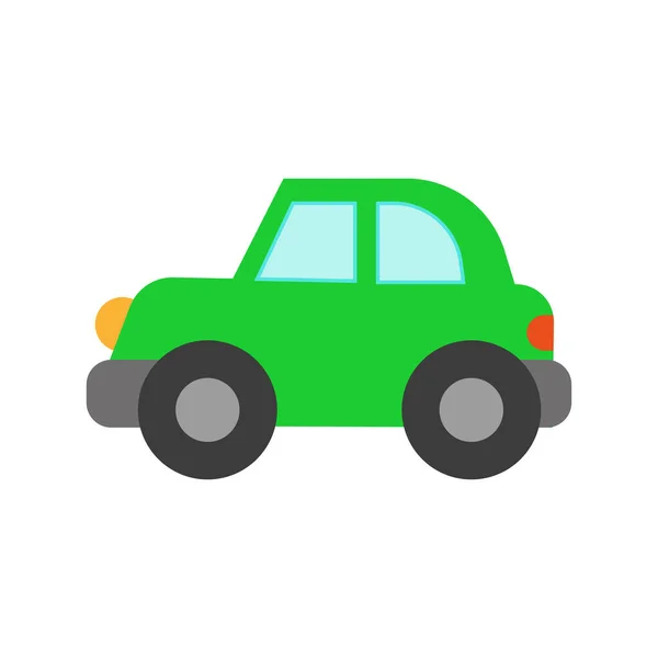 Vektor Illustration Eines Spielzeugautos Flachen Stil Ikone Eines Grünen Autos — Stockvektor