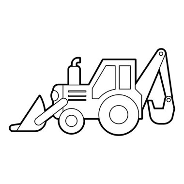 Bir traktörün vektör illüstrasyonu. Siyah hatlı simge tarzı. Çocuklar için boyama kitabı