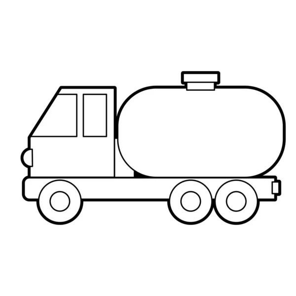 Vektor Illustration Eines Straßentankers Ikonenstil Mit Schwarzem Umriss Malbuch Für — Stockvektor