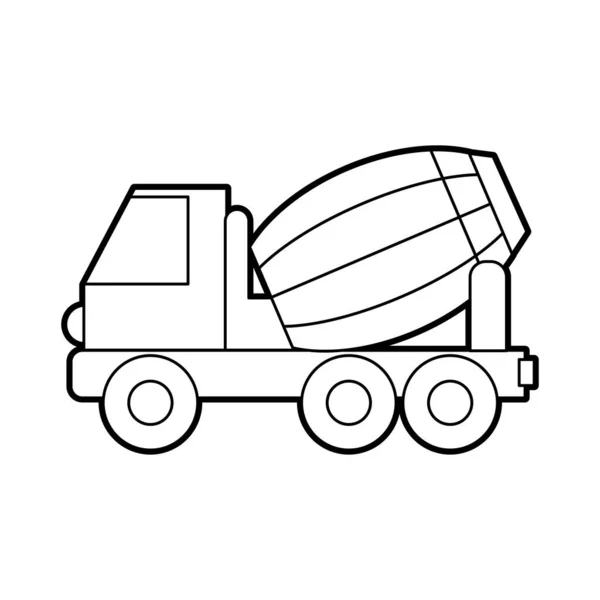 Vector Illustration Cement Mixer Icon Style Black Outline Coloring Book — Stock Vector