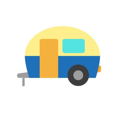 Düz bir arabanın vektör çizimi. Bir retro kampçının simgesi