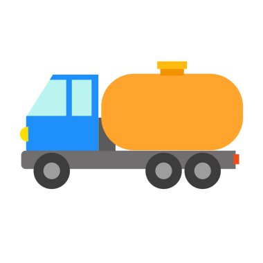 Düz bir arabanın vektör çizimi. Bir yol tankerinin simgesi