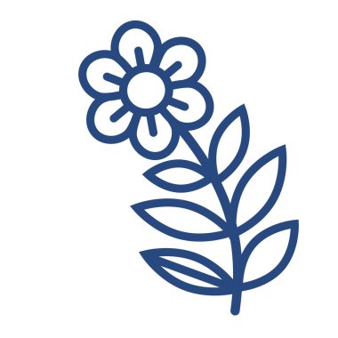 Vector illustration of flower silhouette isolated on white background. Line art icon