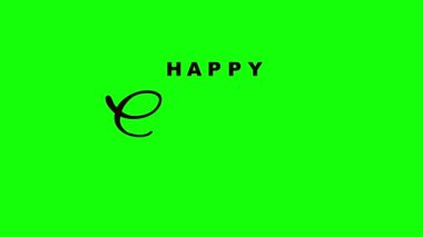 Happy Easter lettering. 4K animation on a green screen, chroma key background for transparent use