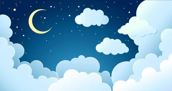 Vektor Hintergrund Cartoon Stil Für Magisches Design Weiße Flauschige Wolken — Stockvektor