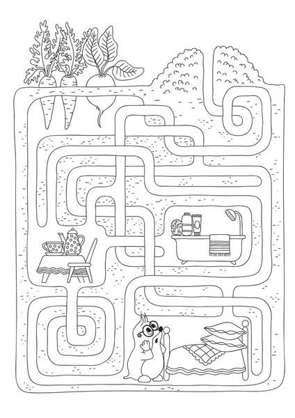 Vector Malbuch Seite Labyrinthspiel Für Kinder Finde Den Richtigen Weg — Stockvektor