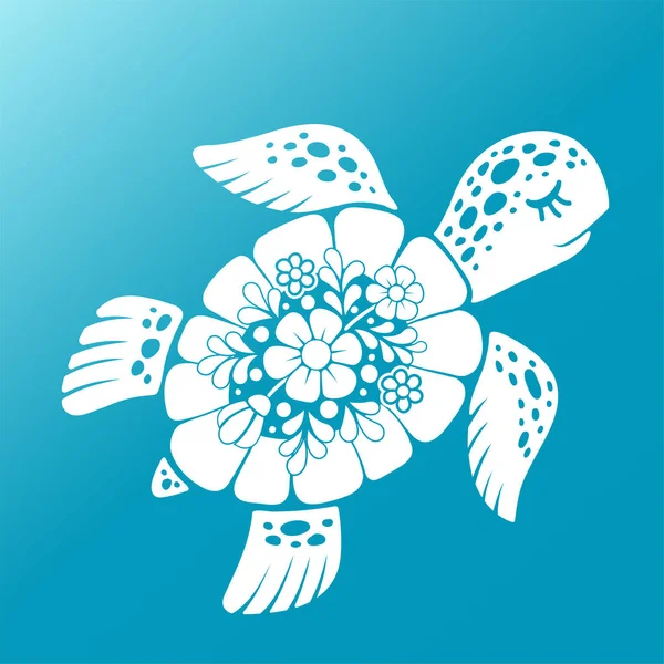 Decorative Stylized Image Sea Turtle World Oceans Day Logo — Stock Vector