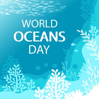 Bir deniz kaplumbağası ve su altı yaşamının dekoratif görüntüsü. Dünya okyanuslarının günlük arkaplan tasarımı