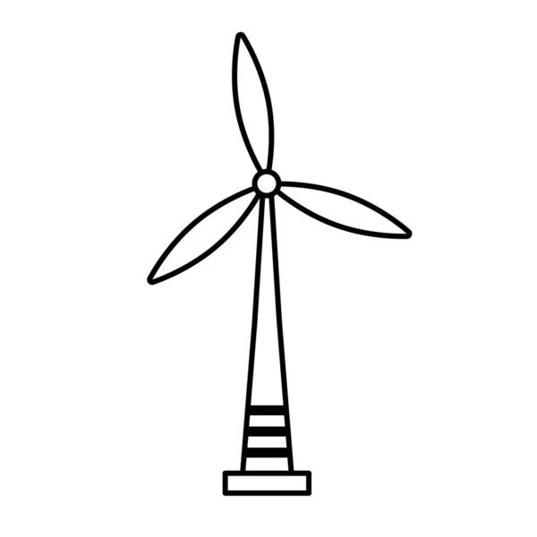 Logo Yel Değirmeni Güç Santrali Çevre Yeşil Enerji Vektör Çizgisi — Stok Vektör