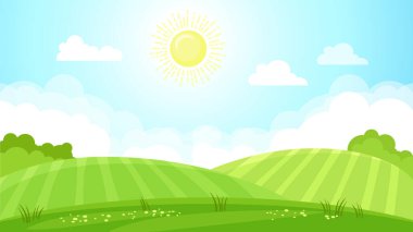 Wind turbine in a field. Eco Green Energy concept. Vector background illustration in flat style