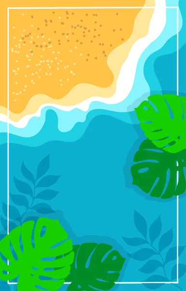 Вертикальный Абстрактный Фон Векторные Стилизованные Листья Монстров Песчаный Пляж Морской — стоковый вектор