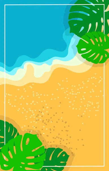 Вертикальный Абстрактный Фон Векторные Стилизованные Листья Монстров Песчаный Пляж Морской — стоковый вектор