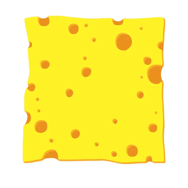 Illustration Square Slice Cheese Cartoon Style — Stock Vector
