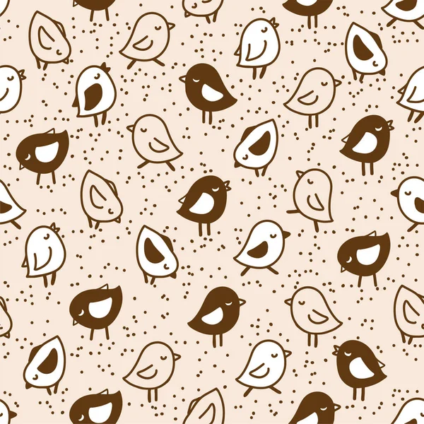 Seamless Retro Pattern Little Doodle Chicks Retro Style — Stock Vector