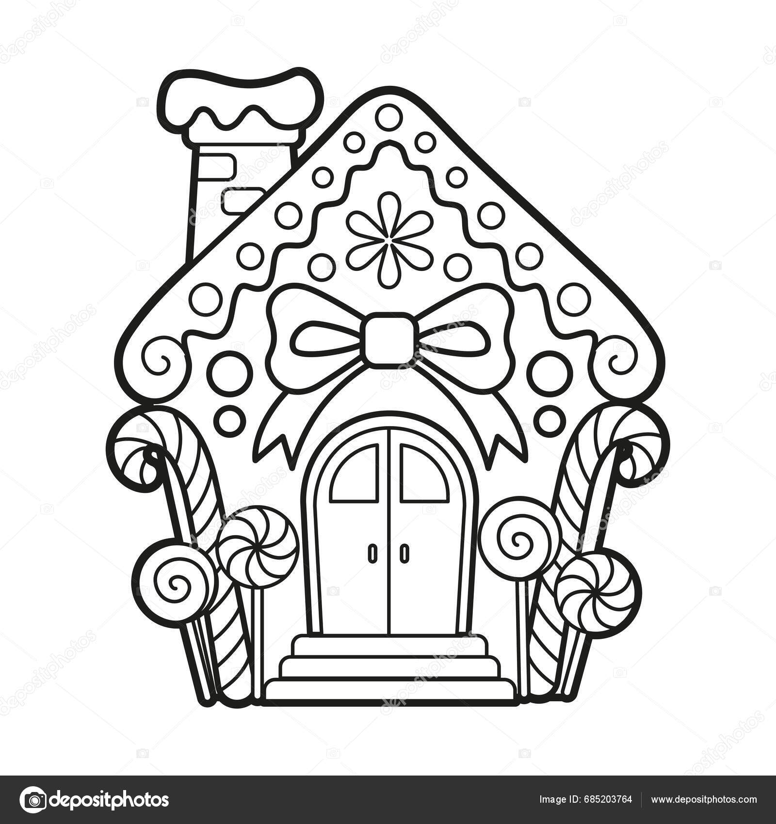 Vector Coloring Children Gingerbread House Stock Vector by