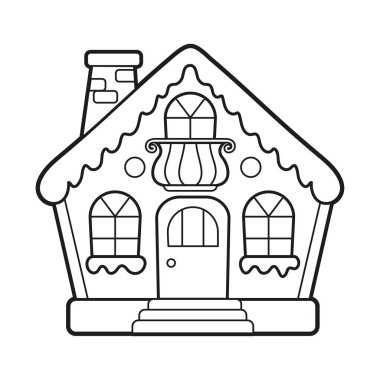 Çocuklar için vektör boyama. Zencefilli kurabiye evi.