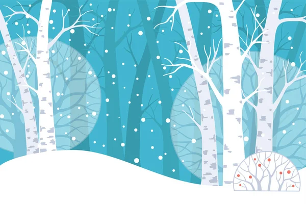 Ilustração Vetorial Inverno Azul Paisagem Floresta Nevada — Vetor de Stock
