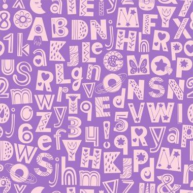 Alfabesiz alfabe kalıbı. Harflerin ve sayıların elle çizimi