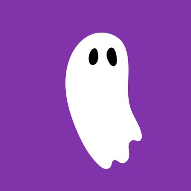 Komik hayaletin el boğma çizimi. Cadılar Bayramı kart tasarımı için sevimli hayalet arka planda izole