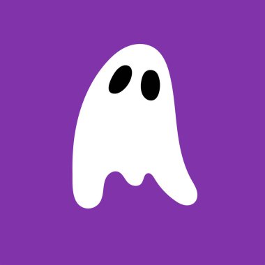 Komik hayaletin el boğma çizimi. Cadılar Bayramı kart tasarımı için sevimli hayalet arka planda izole