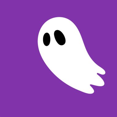 Komik hayaletin el boğma çizimi. Cadılar Bayramı kart tasarımı için sevimli hayalet arka planda izole