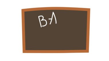 Arka plan için şenlikli çerçeveler. Tahtayla okula mesaj yazma animasyonu. 4K çizgi film animasyonu beyaz arkaplanda izole edildi