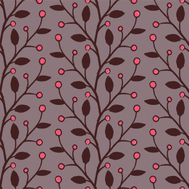 El çizimi, dalların birbirine dolaştığı siyah renklerin kusursuz deseni. Arka plan için sevimli romantik dikey moda baskısı, tatil tasarımı, duvar kağıdı, kumaş