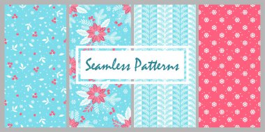 Noel tasarımıyla el çizimi kusursuz desen. Arkaplan, bayram tasarımı, duvar kağıdı, kumaş, tebrik kartları için baskı seti