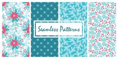 Noel tasarımıyla el çizimi kusursuz desen. Arkaplan, bayram tasarımı, duvar kağıdı, kumaş, tebrik kartları için baskı seti