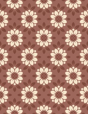 Şekillendirilmiş ayçiçekleri dikişsiz geometrik desen, çiçek duvar kağıdı vektör arkaplan