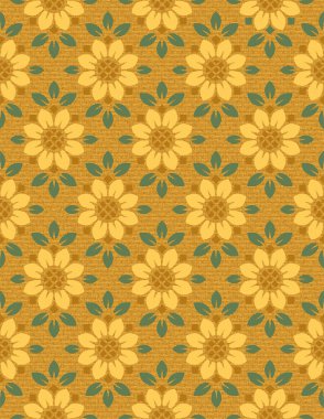 Şekillendirilmiş ayçiçekleri dikişsiz geometrik desen, çiçek duvar kağıdı vektör arkaplan