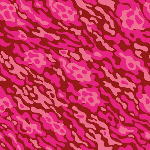 Mükemmel hayvanın kusursuz deseni, kamuflaj deseni. Parlak çizgiler, kırmızı ve pembe benekler koyu kırmızı arka planda rastgele sıralanmış.