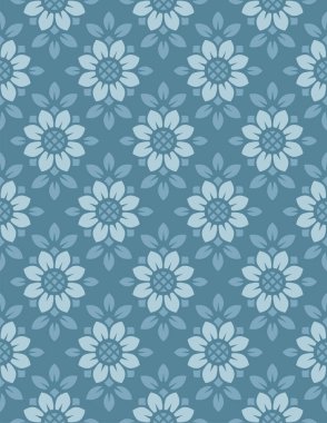 Şekillendirilmiş ayçiçekleri dikişsiz geometrik desen, çiçek duvar kağıdı vektör arkaplan