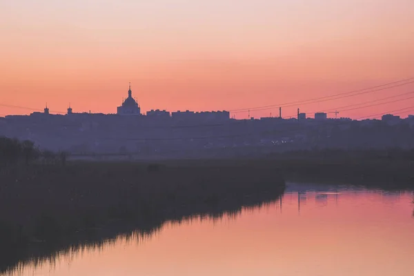 Zonsondergang Boven Rivier Mariupol — Stockfoto