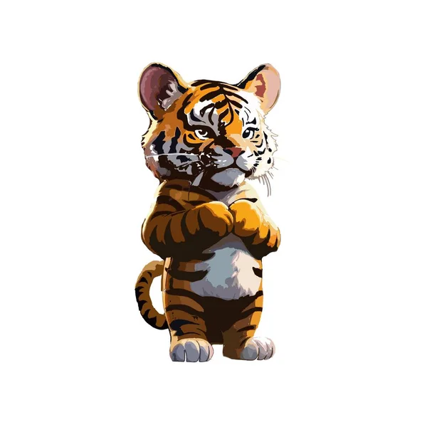 Lindo Tigre Dibujos Animados Aislado —  Fotos de Stock