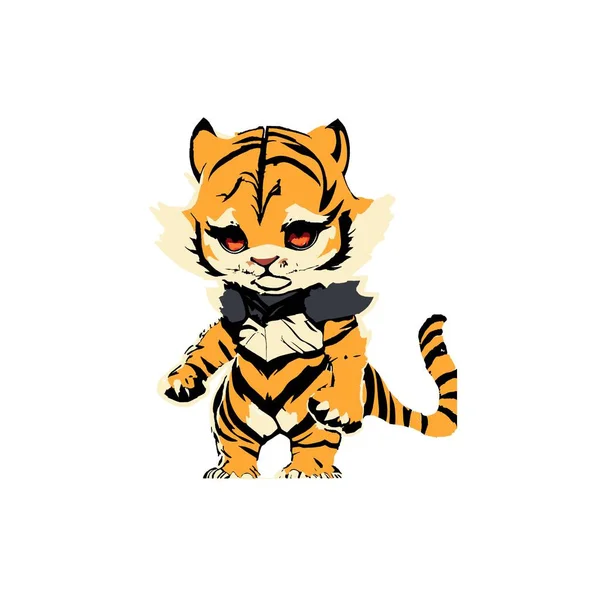 Bonito Tigre Dos Desenhos Animados Isolado — Fotografia de Stock