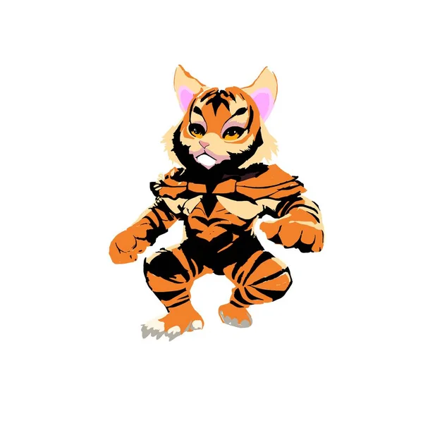 Netter Cartoon Tiger Isoliert — Stockfoto