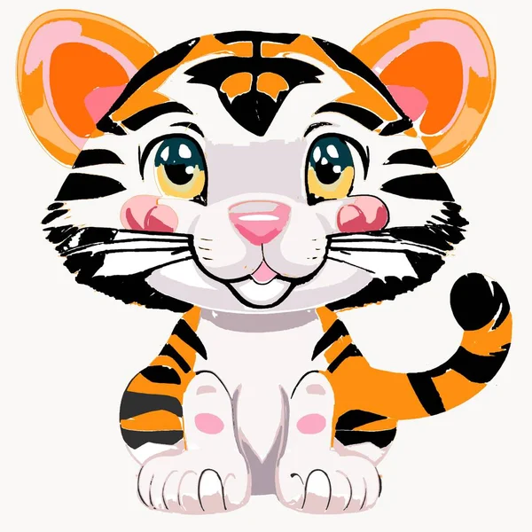 Netter Cartoon Tiger Isoliert — Stockfoto