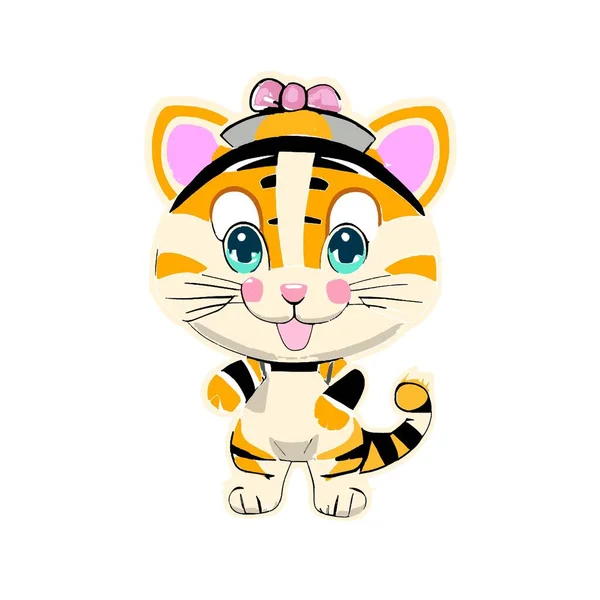 Cute Cartoon Tiger Isolated — Stock Photo, Image