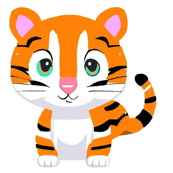 Cute Cartoon Tiger Isolated — Stock Photo, Image