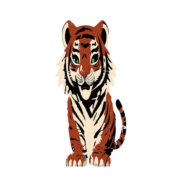 Χαριτωμένη Τίγρη Κινουμένων Σχεδίων Απομονωμένη — Φωτογραφία Αρχείου