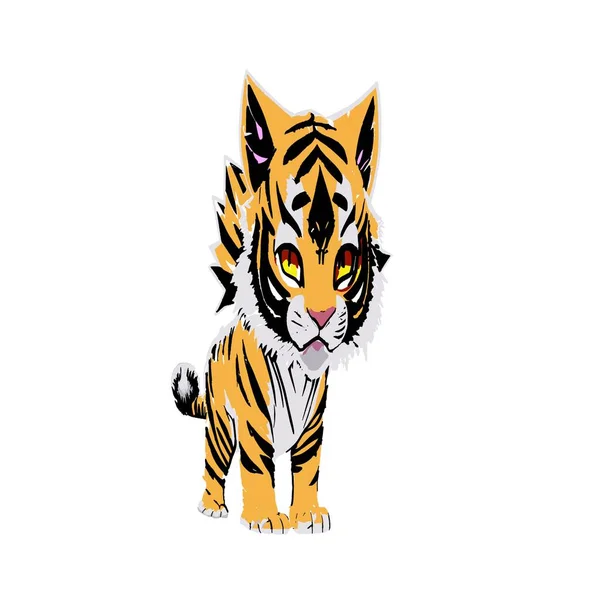 Söt Tecknad Tiger Isolerad — Stockfoto