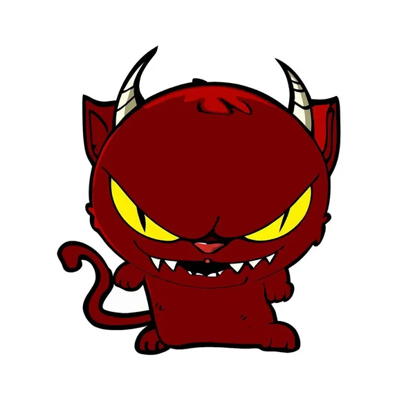 Dühös Vörös Ördög Szarvakkal Vektor Illusztráció Elszigetelt Fehér Háttér — Stock Fotó