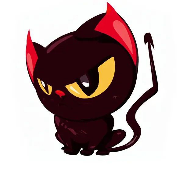 Angry red devil with horns. Vector illustration isolated on white background.