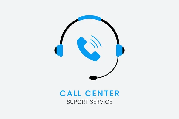 Call Center Support Service Headphone Call Icon — Stock Vector